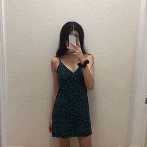 brandy melville amara dress in dark green floral